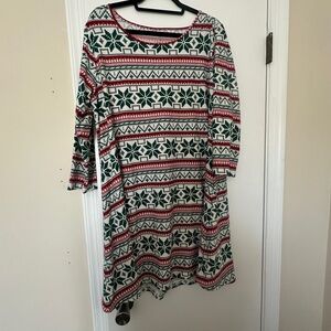 Festive Green and Red Patterned Dress